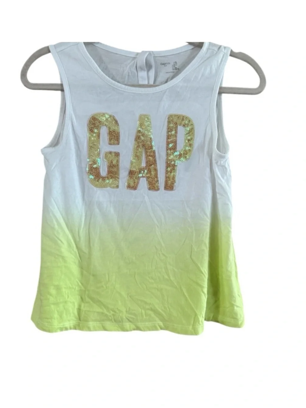 GAP White to Lime Green Ombre Tank with Gold Logo